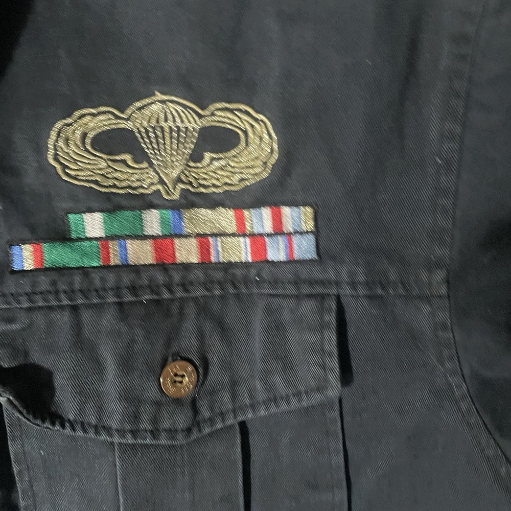 Vintage Bare Fox Military Full Zip Jacket Front Pocket Patches Graphic Print 3XL - Picture 2 of 9